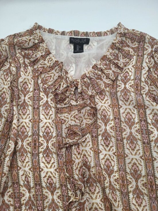 Rachel Zoe Tops - Rachel Zoe Women's LG Boho Chic Ruffle Print Peasant Top Blouse Festival